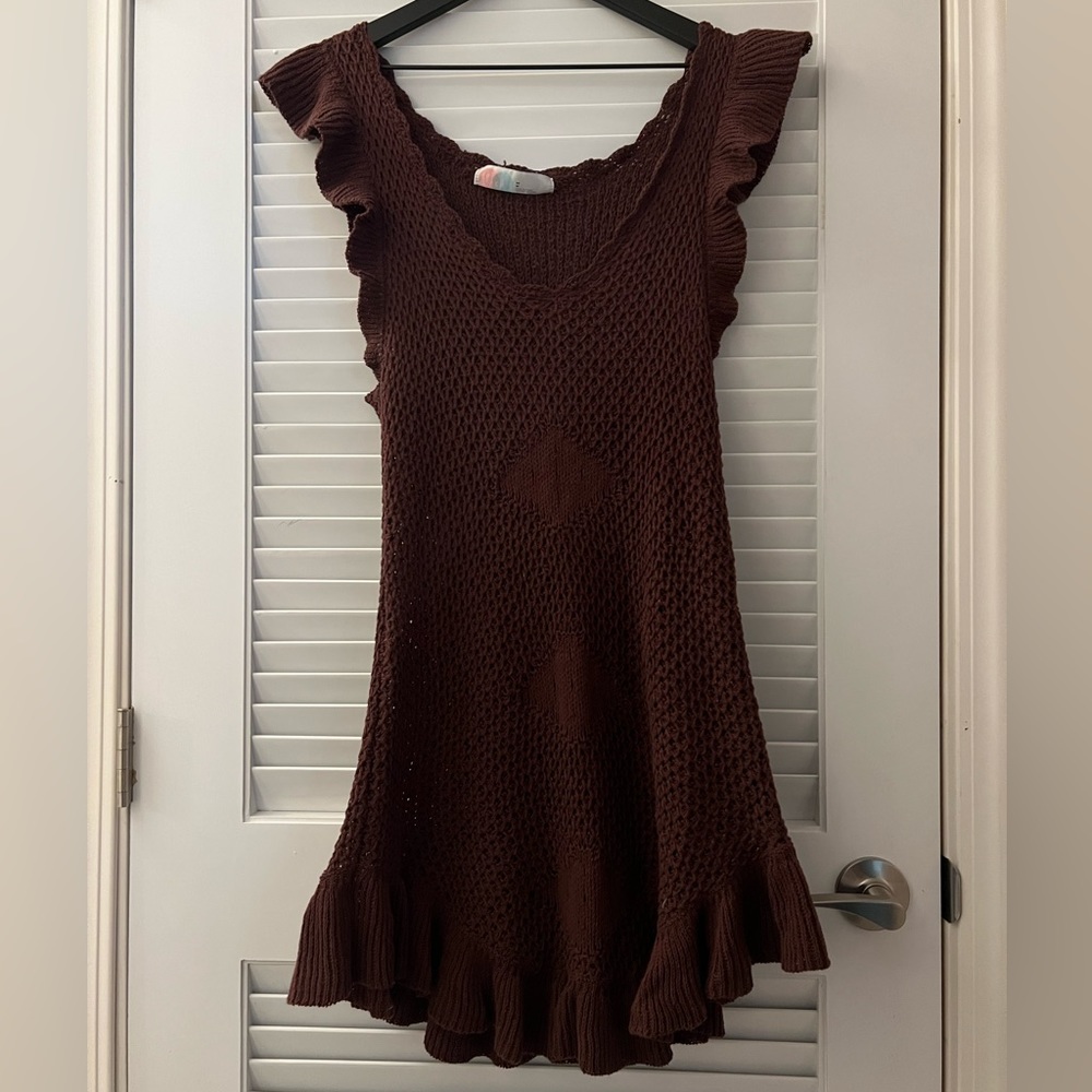 Brown Free People crochet dress